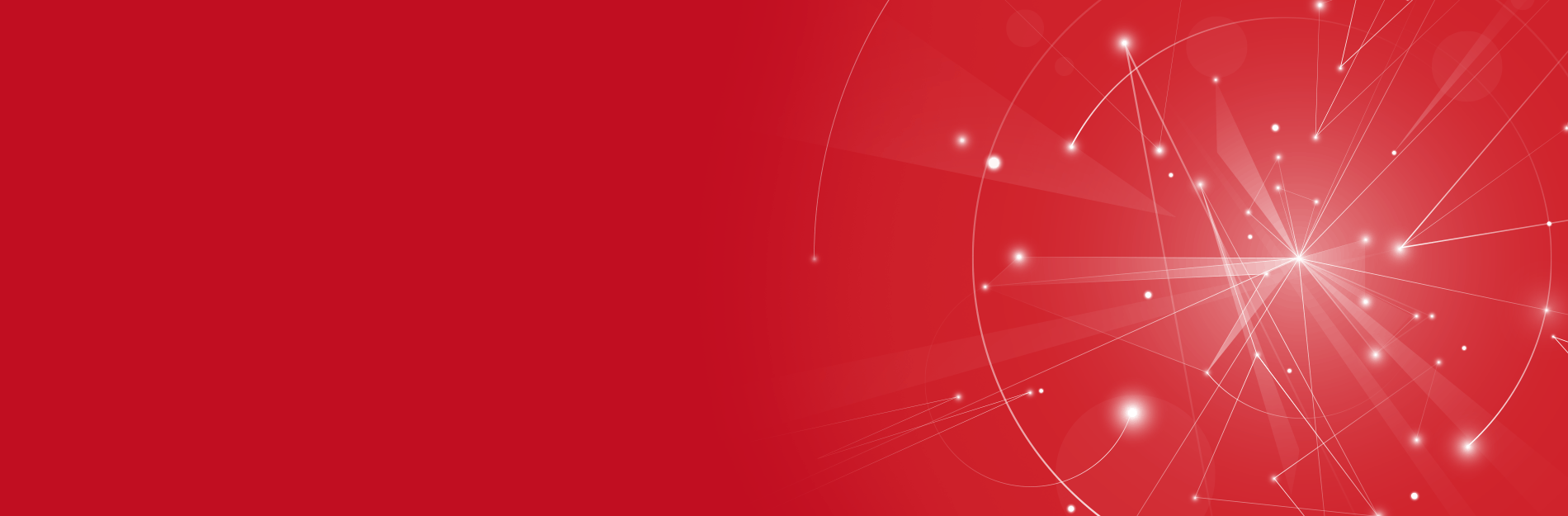 Red background with a white abstract starburst illustration on the right side