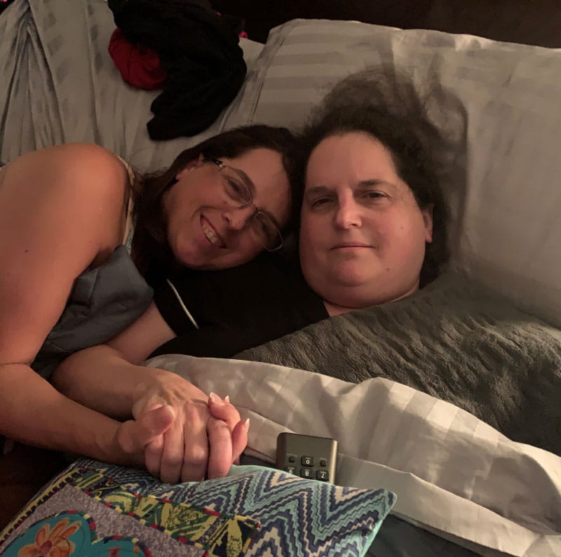 Nikki Stauffer (left) visiting Heather after she was discharged from the hospital. (Photo courtesy of Heather Bardeleben)