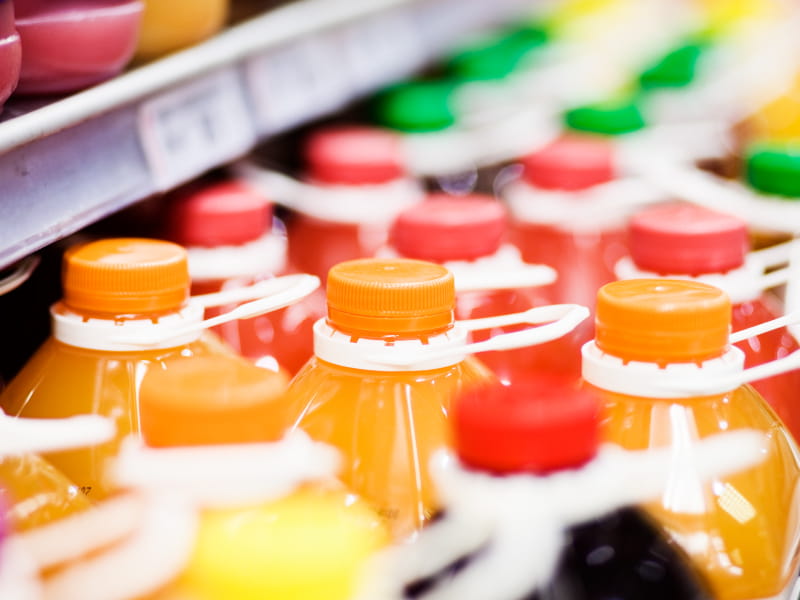 image of bottles with sugary drinks