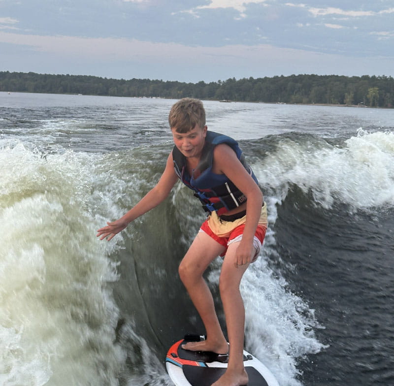 Colton Berlin excels in school and enjoys activities like wake surfing. (Photo courtesy of the Berlin family)