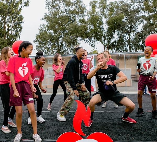 teacher and students have fun at event