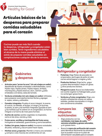 Pantry Basics for Heart-Healthy Meals infographic Spanish thumbnail