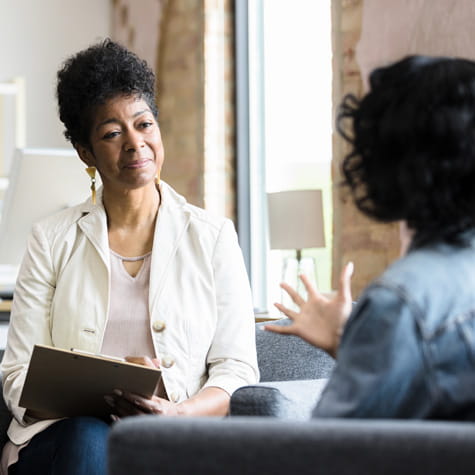 Therapist and patient talking